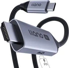llano 8K USB-C HDMI変換ケーブル2026新設計2-in-1100W PD急速充電ポート付きThunderbolt 高耐久ナイロン8K@60Hz /4K@240Hz単方向 1414_742