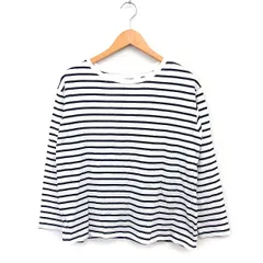 ハートマーケット HEART MARKET ボーダー Tシャツ カットソー 長袖 丸首 コットン 綿 F ホワイト 白 ブラック 黒 /FT5