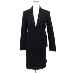 ナチュラルビューティーベーシック NATURAL BEAUTY BASIC スカートスーツ テーラードジャケット フレアスカート ミニ丈 ストライプ ウール S ブラック 黒 /FT10