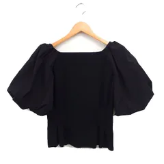 マイストラーダ Mystrada バルーンスリーブ リブ ニット カットソー ウエストタック 袖素材切替 38 ブラック 黒 /FT26