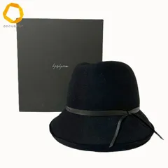 #wnzh ヨウジヤマモト YohjiYamamoto 帽子 ハット 黒 中折れ帽 ウール リボン 箱付き レディース [852524]