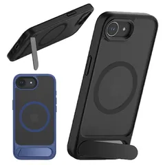 iPhone16e マグセーフ対応 ケース カバー 背面ケース 背面タイプ 背面ケース キックスタンド スタンド機能 ブルー ブラック アイフォン16e iPhone 16e シンプル