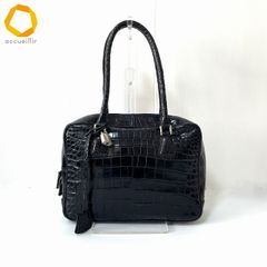 JRA公認 マットクロコダイル ミニボストンバッグ レディース ブラック