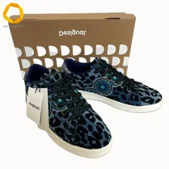#ans デシグアル Desigual スニーカー 40 青系 紺 黒 レオパード デニム調 刺繍 ラメ 箱付き タグ付きレディース [961952]のサムネイル