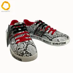 #ans デシグアル Desigual スニーカー 40 白 黒 赤 パイソン柄 刺繍 スパンコール タグ付き 美品 レディース [961953]