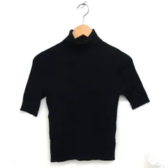 ブラーミン BRAHMIN タートルネック ニット リブ カットソー ウール混 五分袖 40 黒 ブラック /NT5