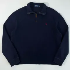 Polo ポロ ラルフローレン 刺繍 コットン ネイビー ハーフジップ セーター