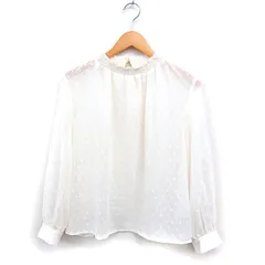 ロペピクニック ROPE Picnic シアー ドット ジャガード ブラウス 長袖 シャーリングネック 38 アイボリー 白 /FT38