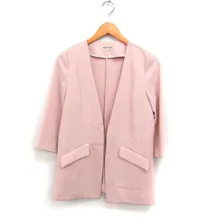 アプワイザーリッシェ Apuweiser-riche ノーカラー ジャケット 7分袖 無地 シンプル 1 ピンク /FT45