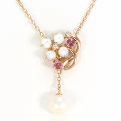 ヴァンドーム青山  K10PG ネックレス パール（真珠） ピンクトルマリン 総重量約1.3g 約40cm