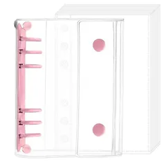 【送料無料】シール帳 透明 A6 透明バインダー クリアバインダー 6穴 10枚リフィル付き かわいい はがせる おしゃれ シールを見えるまま収納 防水耐汚れ素材（ピンク）