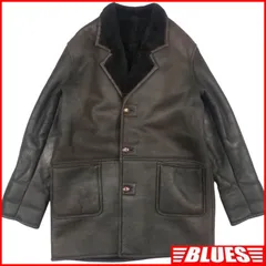 ムートンジャケット L ムートンコート 黒 レザー メンズ 古着 ムートンアイテム一覧←SEULB屋着古← HS579