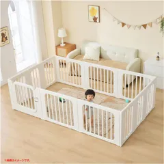 E1467◆未使用 GU MODE ベビーサークル 置くだけ ベビーゲート ベビーフェンス ペット用可能 ドアロック付き 安全設計 滑り止め 簡単設置 内寸140cmｘ200cmｘ68cm ホワイト ベビー用品