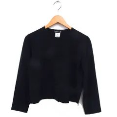 アニエスベー agnes b. ノーカラー シャツ ブラウス スリット クロップド 無地 長袖 2 黒 ブラック /NT9