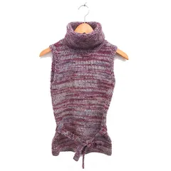 クローラ crolla オフタートル ニット セーター ウール混 ノースリーブ リボン 38 紫 パープル /NT15