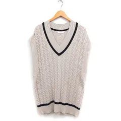 B&Y ユナイテッドアローズ BEAUTY&YOUTH ビューティー&ユース ロング ベスト Vネック ケーブル ニット コットン 綿 ベージュ /FT16