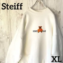 Steiff ベア 刺繍 スウェット トレーナー メンズXL ホワイト 白 Lee シュタイフクラブ リー コラボ 古着 アメカジ キャラ 人気　ユニセックス　男女兼用　　24-925