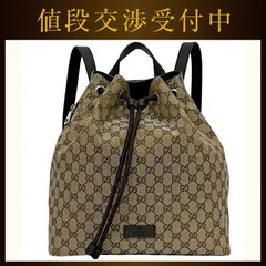 グッチ 巾着 リュック ベージュ ブラウン GGキャンバス 449175 美品