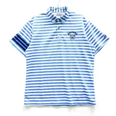 サイズ：O ADIDAS GOLF アディダスゴルフ A03991 半袖ポロシャツ ボタンダウン ボーダー柄 ブルー系 [240101604930] ゴルフウェア メンズ ストスト