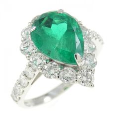JE122☆最高級 コロンビア産大粒エメラルド3.945ct Dリング 鑑有 