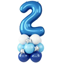 送料無料】数字 バルーン ナンバー 2歳 40インチ 風船 バルーンスタンド スター バルーン バースデー 飾り付け 記念日 誕生日 結婚式 イベント お祝い 子供 装飾 パーティー デコレーション ブルー ライ