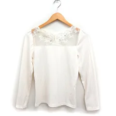 アクシーズファム axes femme 切替 レース ニット カットソー 長袖 Vネック 装飾 M アイボリー 白 /FT41