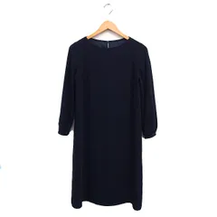 ナチュラルビューティーベーシック NATURAL BEAUTY BASIC フォーマル ワンピース 長袖 ロング ストレートライン 無地 Ｓ ネイビー 紺 /FT7