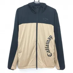 キャロウェイ フード付きジャケット ベージュ×黒 ロゴプリント  メンズ L ゴルフウェア Callaway
