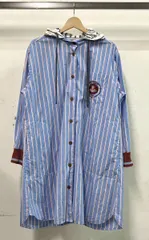 Vivienne Westwood ヴィヴィアンウエストウッド RED LABEL リブブロッキングストライプシャツワンピース サイズ00 16-12-521012 フード