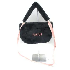 ファーファー furfur フェイクファー 2way バッグ ショルダー ハンド バッグ ロゴ チャコールグレー /KT1