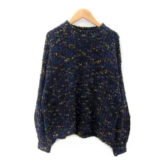 シンプリシテェ SIMPLICITE ニット セーター 長袖 クルーネック マルチカラー 紺 ネイビー /SY36