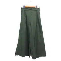 アクシーズファム axes femme 切替チェック ワイドパンツ タック フルレングス M グリーン 緑 /FT45