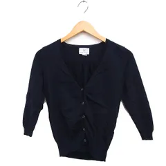 クミキョク 組曲 KUMIKYOKU Vネック カーディガン 7分袖 無地 コットン 綿 ニット 2 ブラック 黒 /FT22