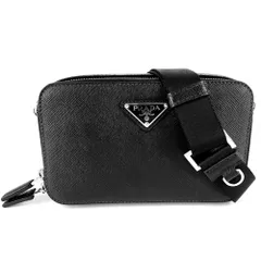 プラダ ショルダーバッグ ユニセックス Re-Nylon ブリック トライアングルロゴ 肩掛け 斜め掛け メンズ レディース PRADA 2VH173 レザー ブラック 黒 シルバー金具【中古品】