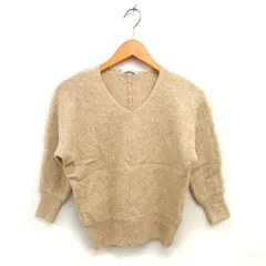 ジャーナルスタンダード JOURNAL STANDARD Vネック ニット セーター リブ アルパカ混 ラメ混 七分袖 ベージュ /NT5