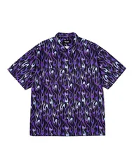 S00572 MASSES  マシス SHIRT FIRE S/S パープル XL 炎柄 フレイム 総柄 シャツ 半袖 マシス レーヨンシャツ メンズ ストリート タグ付き 新品 MASSES FIRE シャツのサムネイル