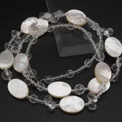 J529 シェル 水晶 925刻印 ネックレス デザインカット シルバー