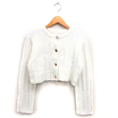 グレイル GRL タグ付き カーディガン ニット リブ ショート シャギー クルーネック F オフホワイト /NT24