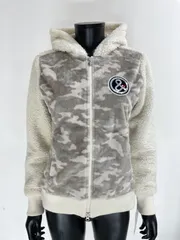 【USED】and per se アンパスィ ポリエステル ダブルジップ 長袖 パーカー ジャケット ボア ホワイト 白 グレー レディース M ゴルフウェア