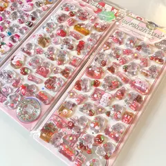 ぷっくり立体　いちご×うさぎ 3Dシール 3枚セット｜送料込　A