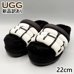 【新品】UGG モコモコサンダル ブラック USA5/JP22cm マキシ スライド ロゴ レディース/女性用 1127067 アグ (ug194)