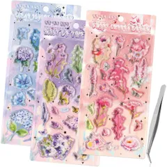 【送料無料】3dシール 立体シール ぷくぷく 立体 可愛い キャラクター デコシール【3枚セット+付属ピンセット】貼り付け可能 手帳 日記帳 携帯電話飾り用 DIY 手芸用品 ごほうび 子供 女の子向け 贈り物