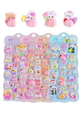 【送料無料】Barsado シール 女の子 可愛い ぷっくり ご褒美 立体 3Dシール 4枚セット