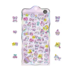 【送料無料】3Dシール 立体 ウォーターシール 可愛い ぷくぷく グラデーションカラー ごほうびシー ル 携帯電話飾り 手帳用 装飾DIY 文具の装飾に適し 貼り付け可能 誕生日 縁日 デコシ ール キラキラな
