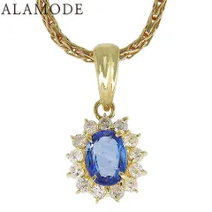 S0.61/D0.17 サファイア ダイヤモンド ネックレス K18 イエローゴールド YG ネックレス アクセサリー ジュエリー ゴールド金 レディース 40802145113【中古】【アラモード】