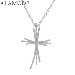 D1.4 ダイヤ クロス ネックレス K18 ホワイトゴールド WG ネックレス アクセサリー ジュエリー 十字架モチーフ シルバー銀 レディース 40802153634【中古】【アラモード】