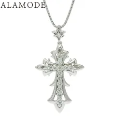 D1.35 ダイヤモンド クロスネックレス ホワイトゴールド K18WG ネックレス アクセサリー ジュエリー 十字架モチーフ シルバー銀 レディース 41100087721【中古】【アラモード】