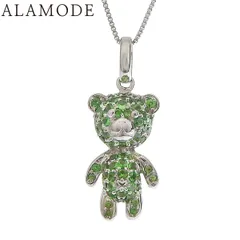 GG0.48 ガーネット クマ ネックレス ホワイトゴールド K18WG ネックレス アクセサリー ジュエリー ベア グリーン緑 シルバー銀 レディース 40802160318【中古】【アラモード】