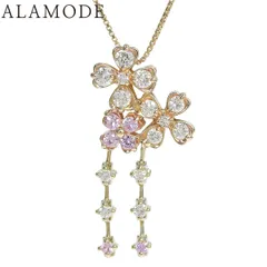 PS0.30/D0.76 ピンクサファイア ダイヤモンド ネックレス ピンクゴールド K18PG ホワイトゴールド K18WG 7.1g ネックレス アクセサリー ジュエリー 花モチーフ ピンクゴールド ピンク レディース 41100095971【アラモード】