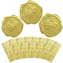 【送料無料】moin moin シール シーリング ワックス 120枚 大容量 (1シートにつき8枚 15シート セット) スタンプ 風 ろう 封蝋 ぷっくり 金色 ゴールド ローズ 薔薇 ばら 2208sl175